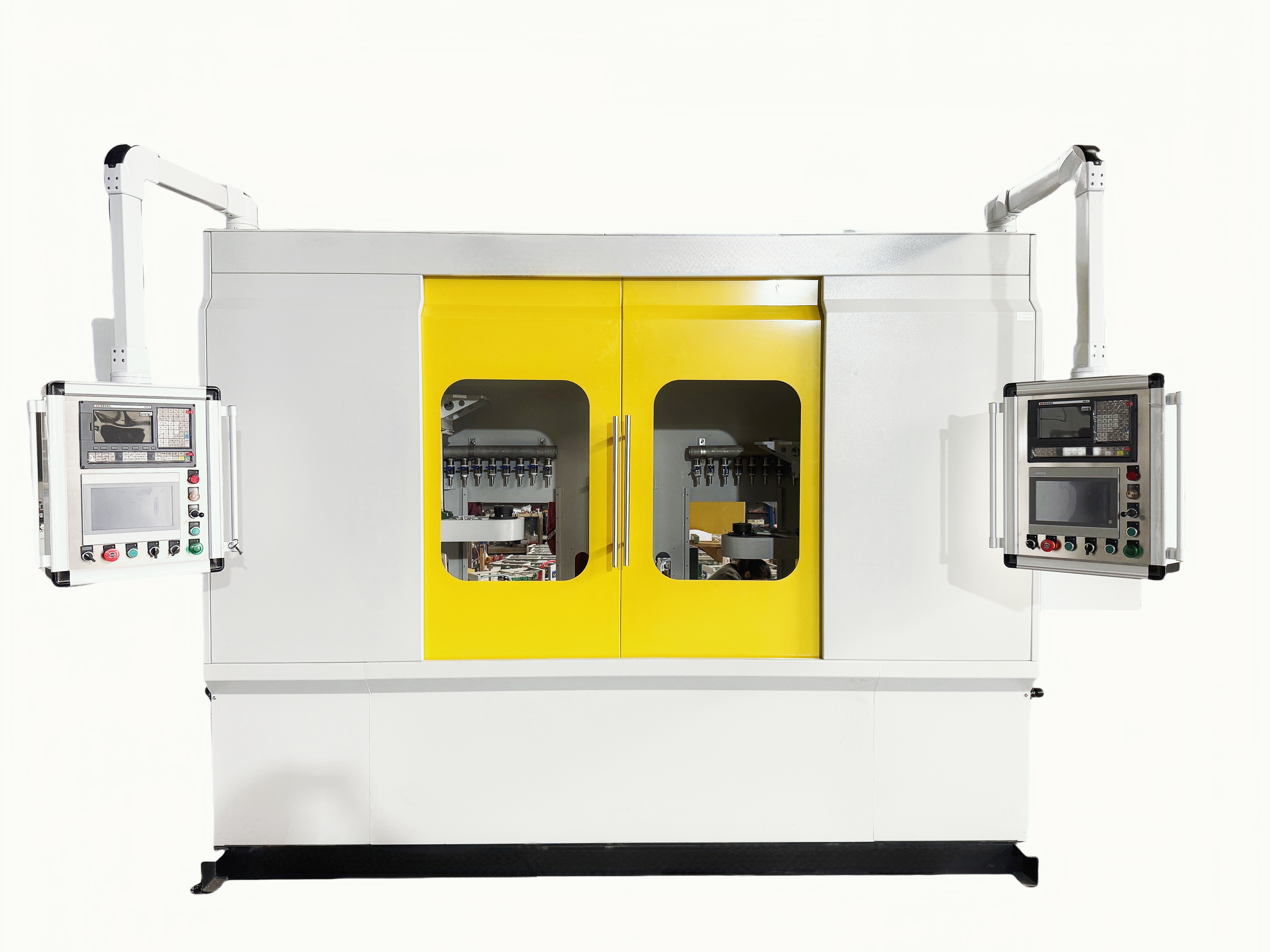 Closed type double station indution hardening machine